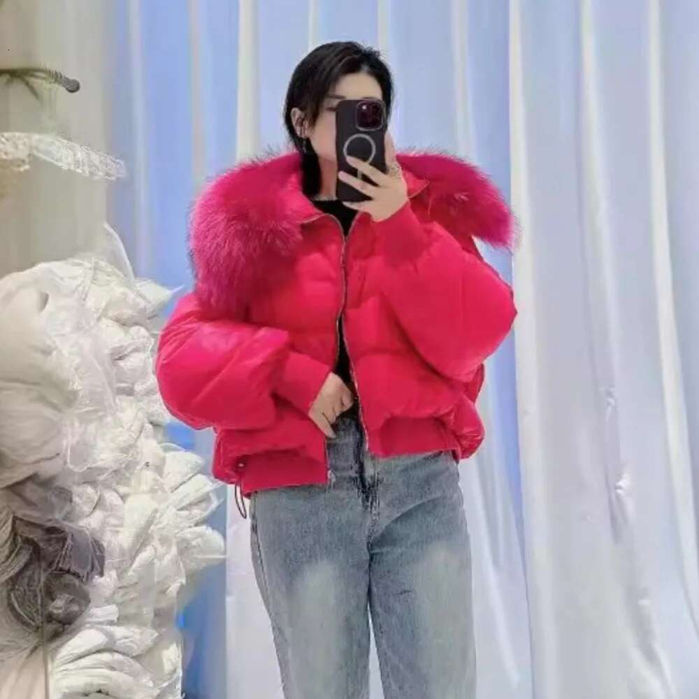 Real Coat Raccoon Collar Fur 2024 Large Puffer Fashion Outerwear Winter Women Short Thick Warm Duck Down Jacket