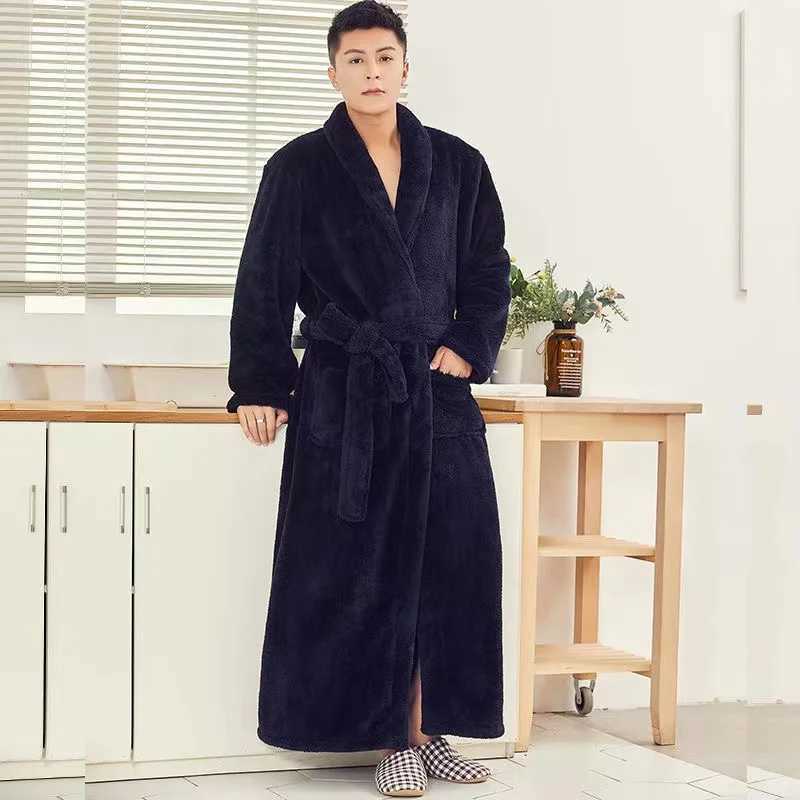 Pajamas mens winter evening gown sleeping robe Noble elegant atmosphere bath bathrobe thickened and extended bathrobe rest lounXJ241018