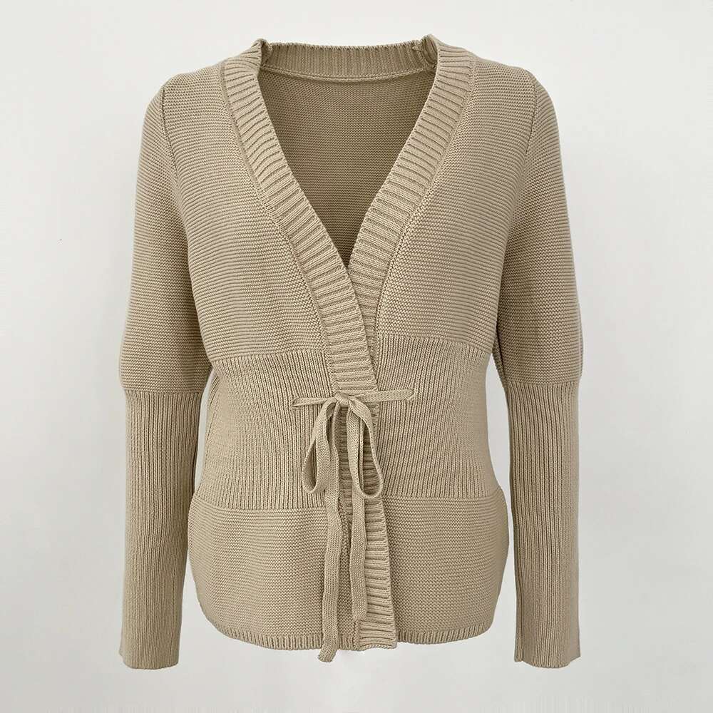 2024 New Fashion Casual Spring Autumn Jacket Women Warm Elegant Knitwear Coat Female Office Lady Knit Belt Sweater