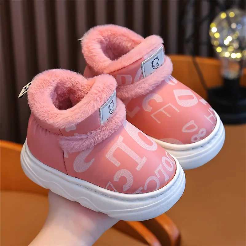 Boots Childrens snow boots with winter warmth and velvet lining boys family shoes girls anti slip shoes braces childrens cotton shoes H241018