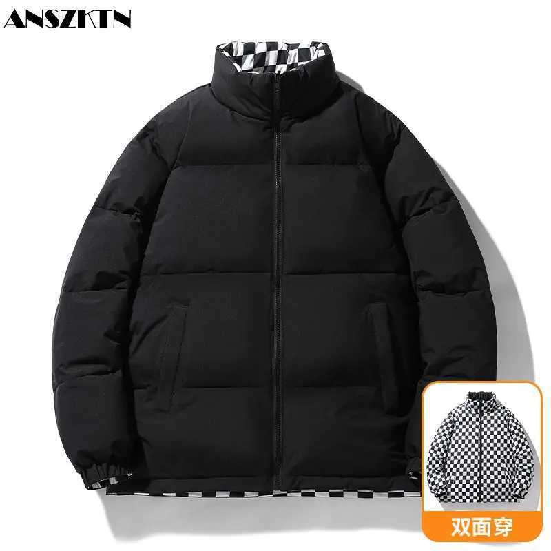 ANSZKTN Mens short new two open trend winter new double-sided wear coat large size couple cotton jacket down jacket LX241018