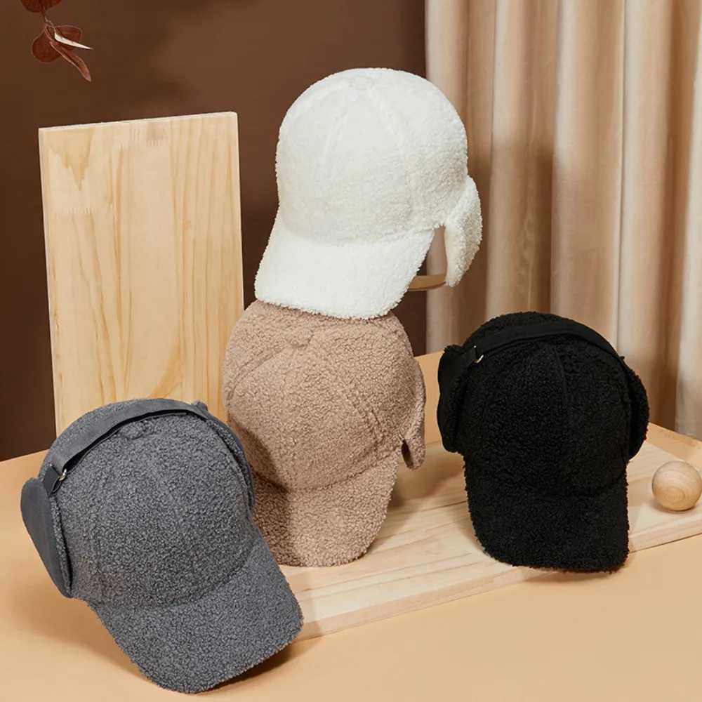 New winter lamb fleece thickened baseball cap men and women luxury simple trend outdoor windproof ear protection warm peaked hatX241018