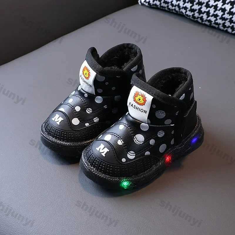 Boots Childrens fashionable snow boots childrens warm and thick robot girls cotton boots winter new anti slip casual baby soft soled childrens shoes H