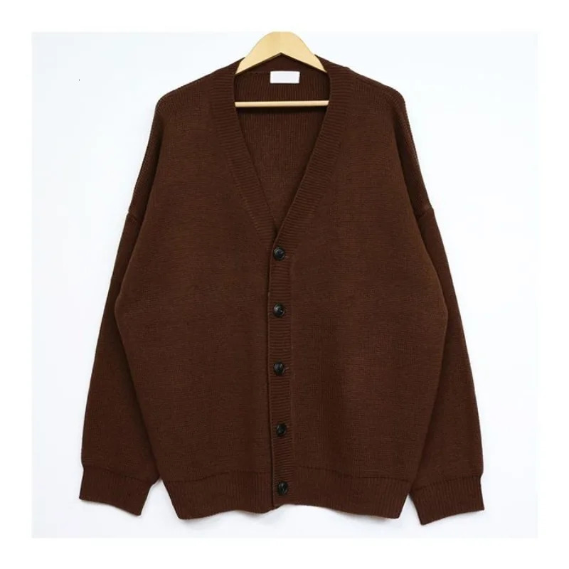 Mens Sweater Cardigans Autumn Winter Solid Color Knitted Sweaters Jacket Casual Loose Vneck Singlebreasted Tops 241018