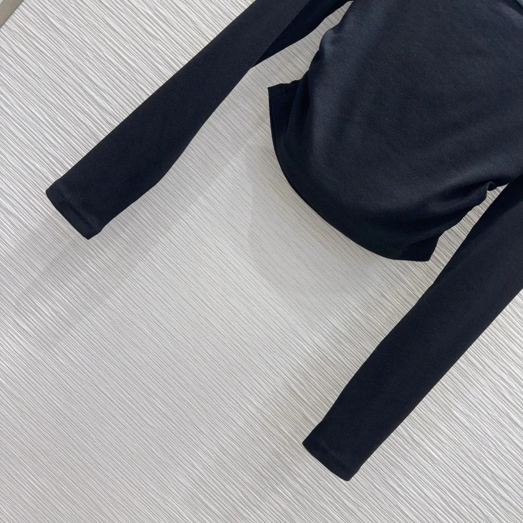 Fashion Black Halfhigh Collar Womens Longsleeved Bottoming Shirt 24 Autumn Sexy Slim Elastic Corp Top Basic 2CT 241018