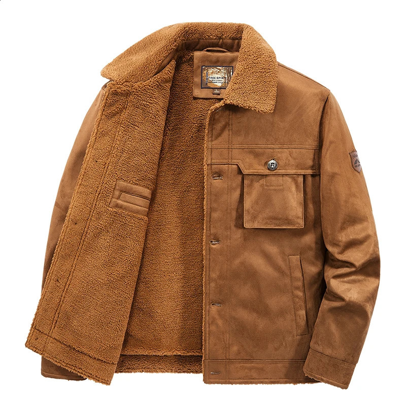 Supuscreat autumn warm mens Suede jacket windproof machine park thick wool jacket mens windproof jacket 241007