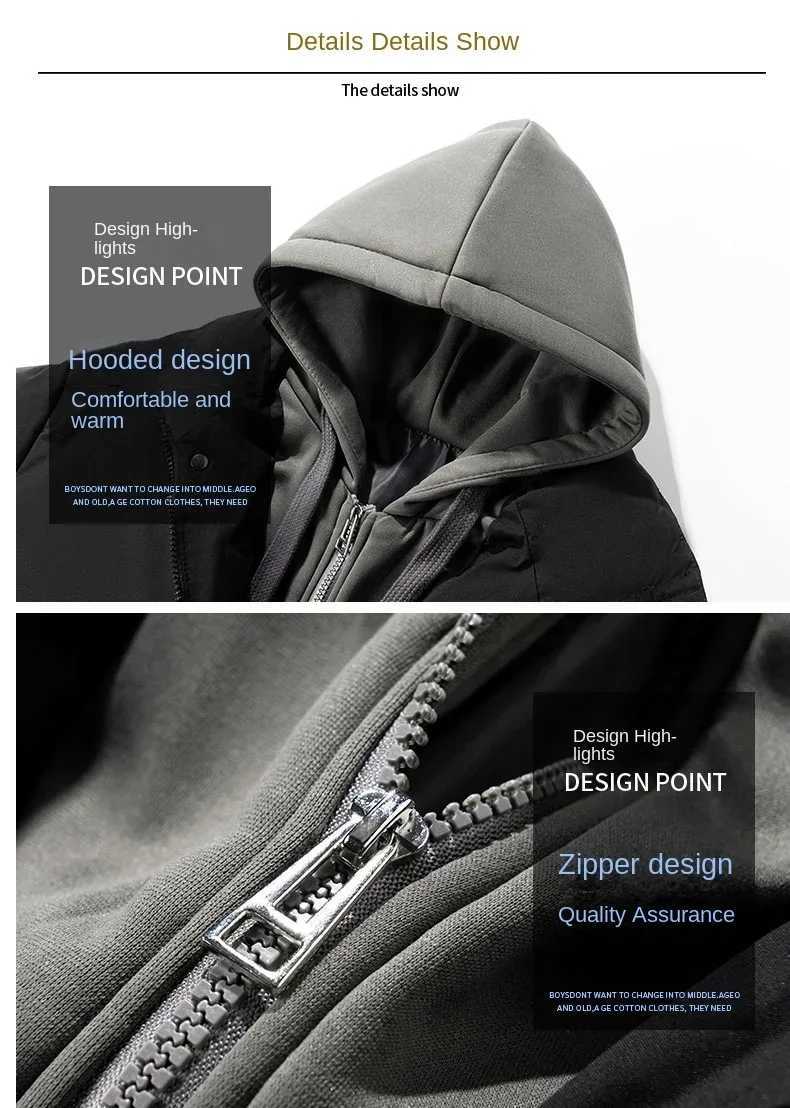 Men Hooded Cotton Coat2024 New Casual Hooded Fake Two-piece Design Down Cotton Warm Parka Korean Style Thick Mens Winter Jacket LX241018