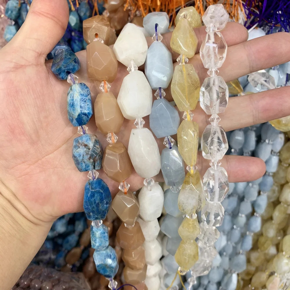Natural blue Apatite aquamarine gemstone IRREGULAR hand cut face loose beads DIY bracelet necklace for jewelry making 241017