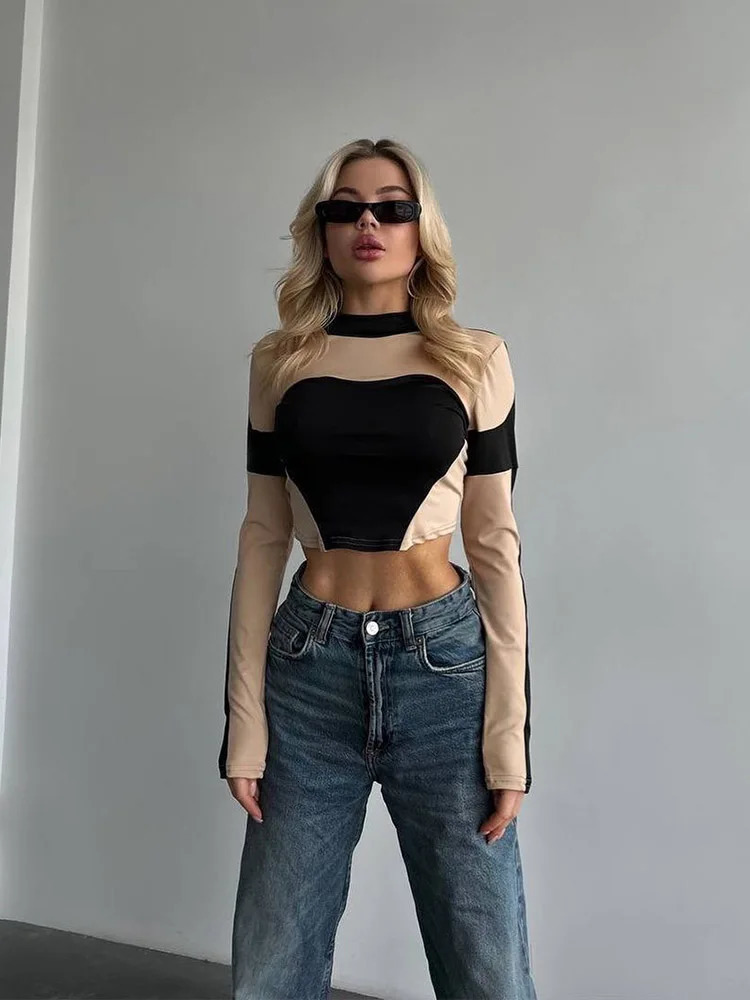 CNYISHE n Sense Fashion Sexy Club Women Tshirts Long Sleeve O Neck Streetwear Sheath Tops High Street Female Tees Slim 241018