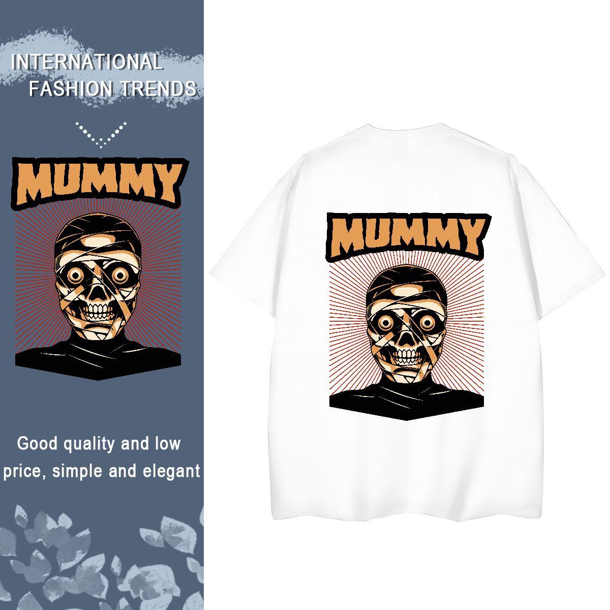 2024 DIY T Shirt For Woman 100% Cotton 230g Breathable Crew Neck Sports Casual skull Unisex Tshirts Nice Oversized Clothes Shirt