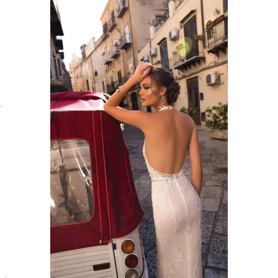 Free Halter Mermaid Shipping Dress Berta Sexy Lace Applique Backless Or Length Illusion Country Wedding Dresses Custom Made Es es