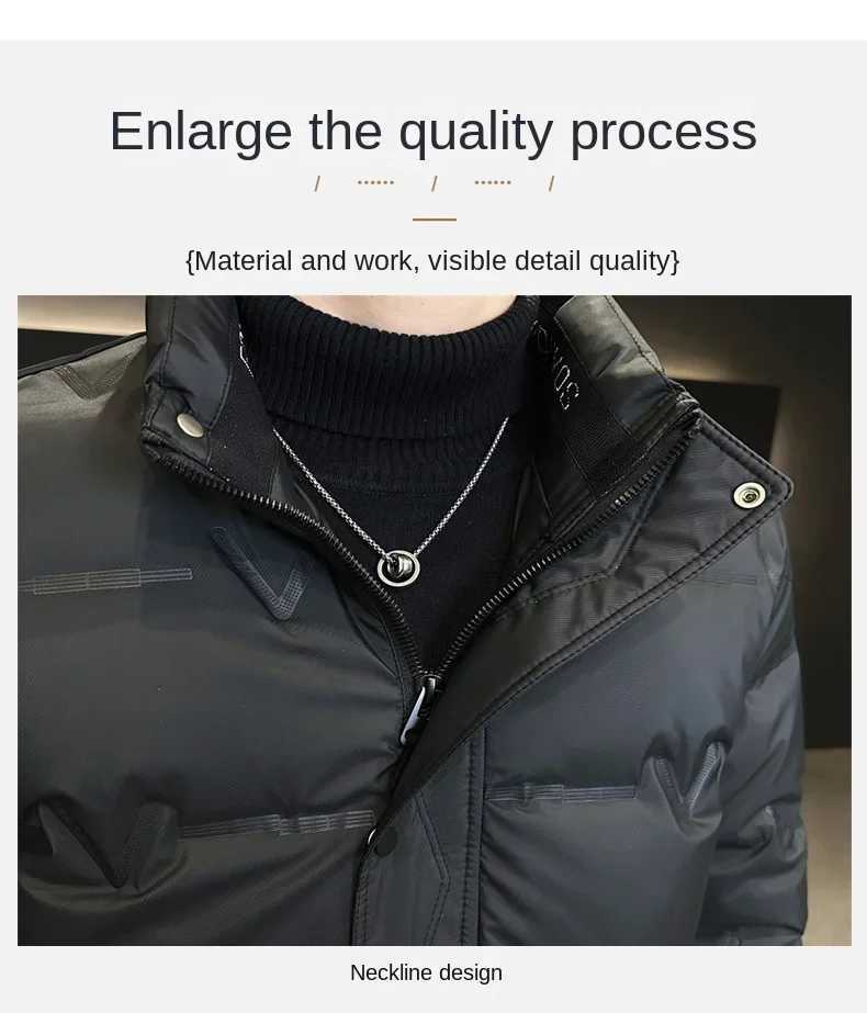 2024 Winter Cotton Jacket Mens Quality Short Leather White Duck Down Warm Coat Men Casual Thickened Cold-proof Lightweight Coat LX241018