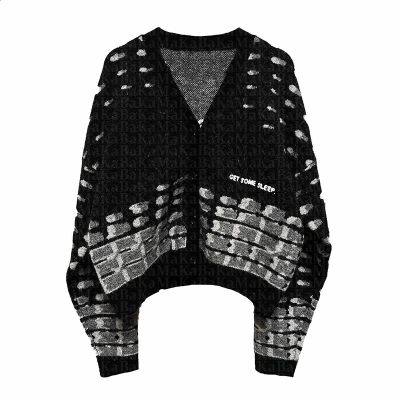 Mens retro Knitwear Y2K letter graphic sweater winter Harajuku oversized pullover sweater unisex youth fashion clothing 241007