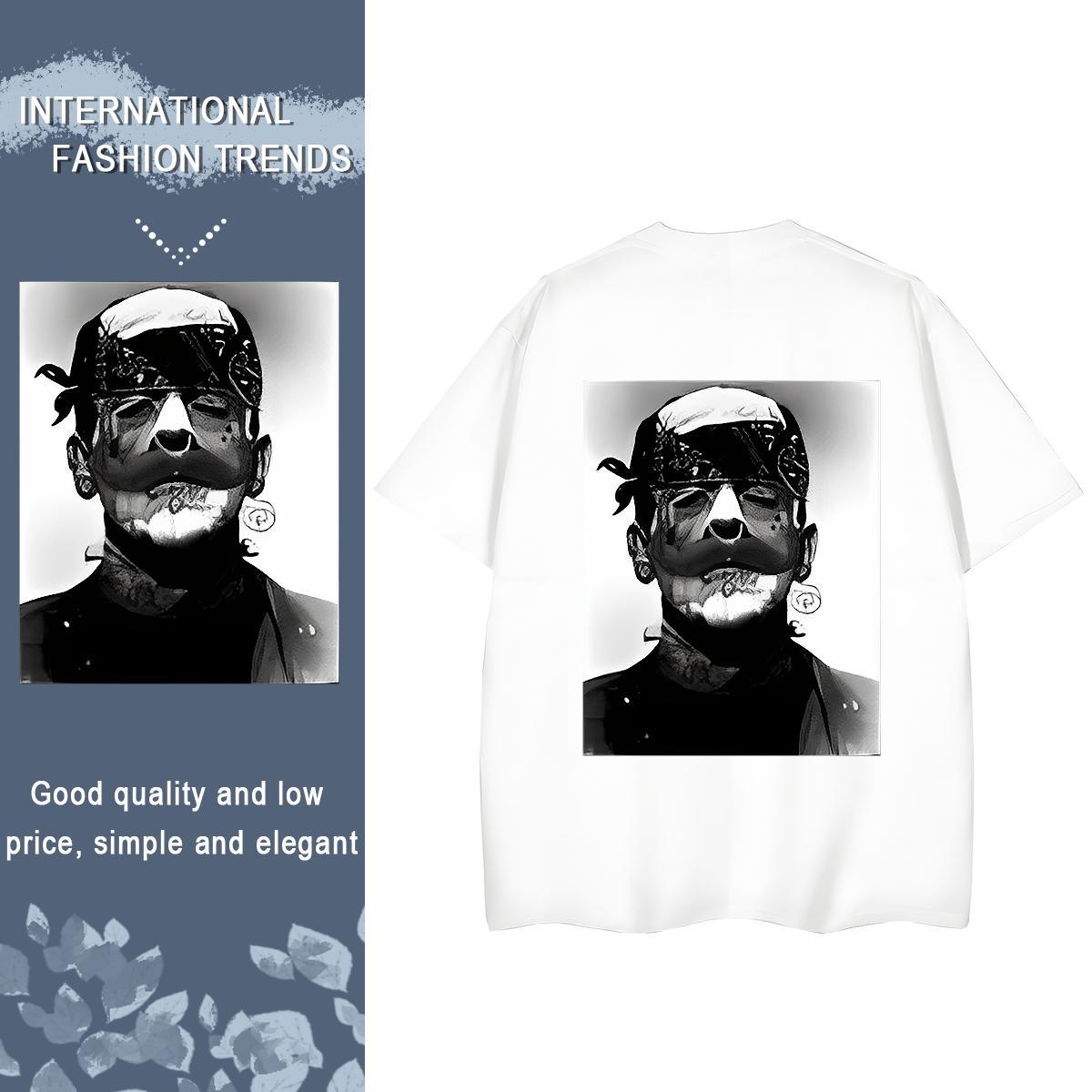 Fashion New T Shirts Women 230g 100% Cotton Breathable Soft Street Casual portrait Couples T Shirts Loose Anime Tops Shirt