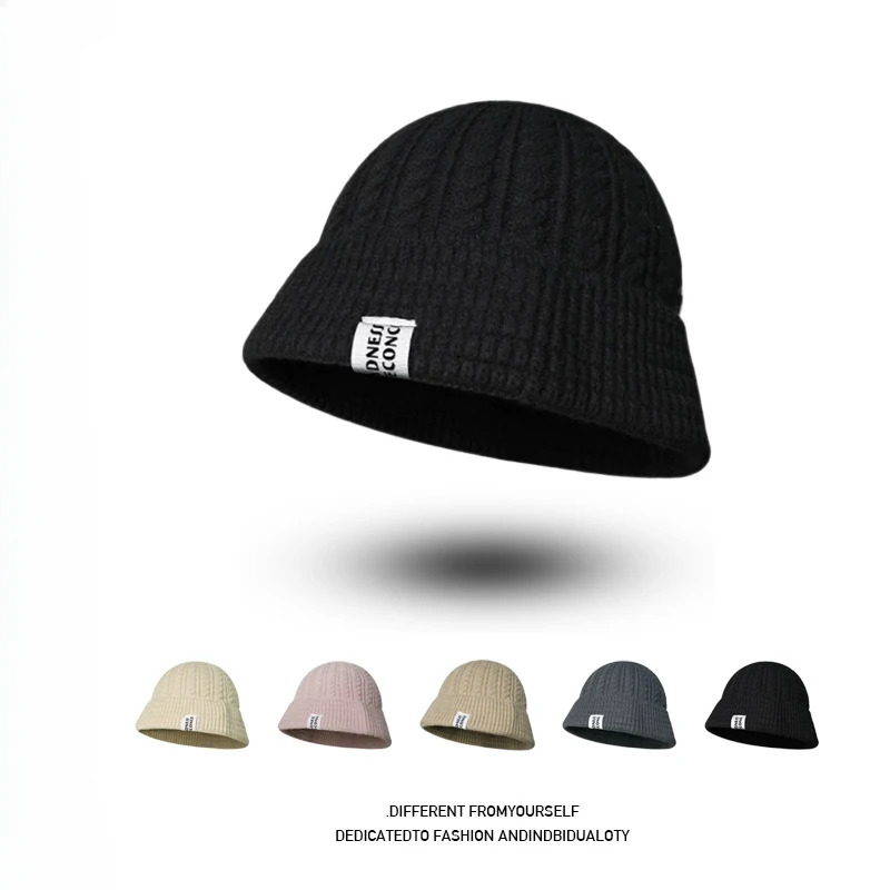Men Winter Bucket Hats Soft Plush Warm Fisherman Hat Casual Outdoor Wool Cable Knit Foldable Panama Hat 241007