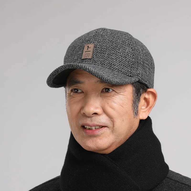 Baseball Cap Autumn Woolen Knitted Designer Mens Winter Cap Thicken Warm Hats with Earflaps Mens Brand Hats Dad Trucker HatsX241018