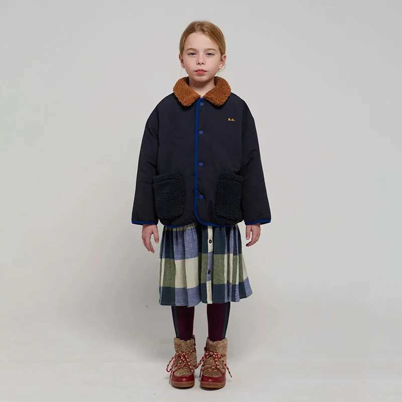 Childrens clothing winter cashmere zipper jacket baby warm double-sided color block jacket fashionable casual jacket M241018