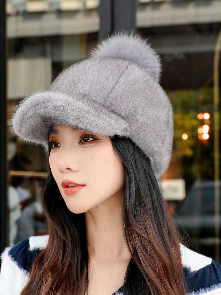 Ladies Casual Faux Fur Hat Autumn Winter Hats For Women Solid Baseball Cap Newsboy Cap Men Winter Beret Women Painter CapsX241018