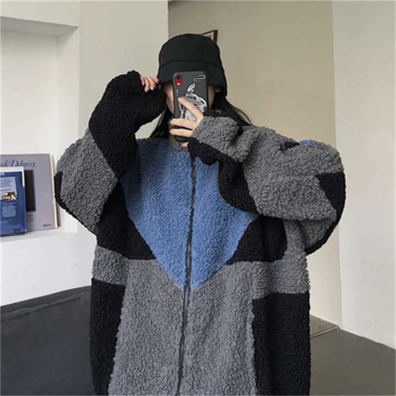 South Korea ins2022 Winter New Harajuku Loose Versatile Plus Cashmere Thick Lamb Wool Cotton Coat men Women Tide CommutingX241018