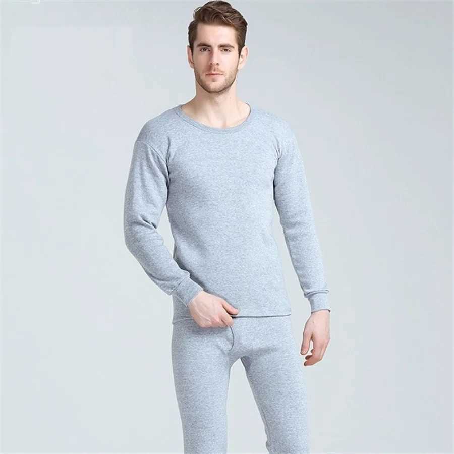 Men's Thermal Underwear Winter long Johns mens hot underwear set mens thick hot underwear Kp warm Flce thick clothes solid color 4XL Y241018S941