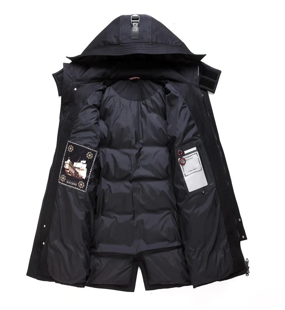 Winter Mens Long White Duck Down Jacket Fashion Hooded Thick Warm Coat Male Big Red Blue Black Clothes 241018