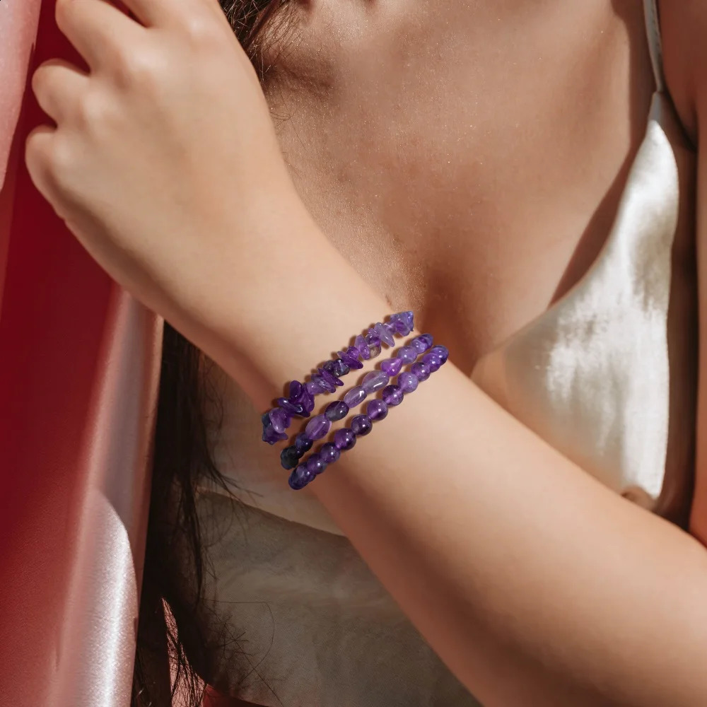 3 pieces/set of natural stone bracelets tiger eye lapis lazuli rose quartz bracelets round irregular bead bracelets 241018