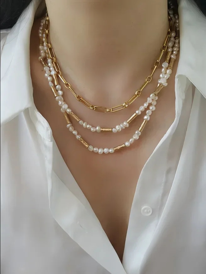 European and American niche n irregular natural pearl necklace 241017