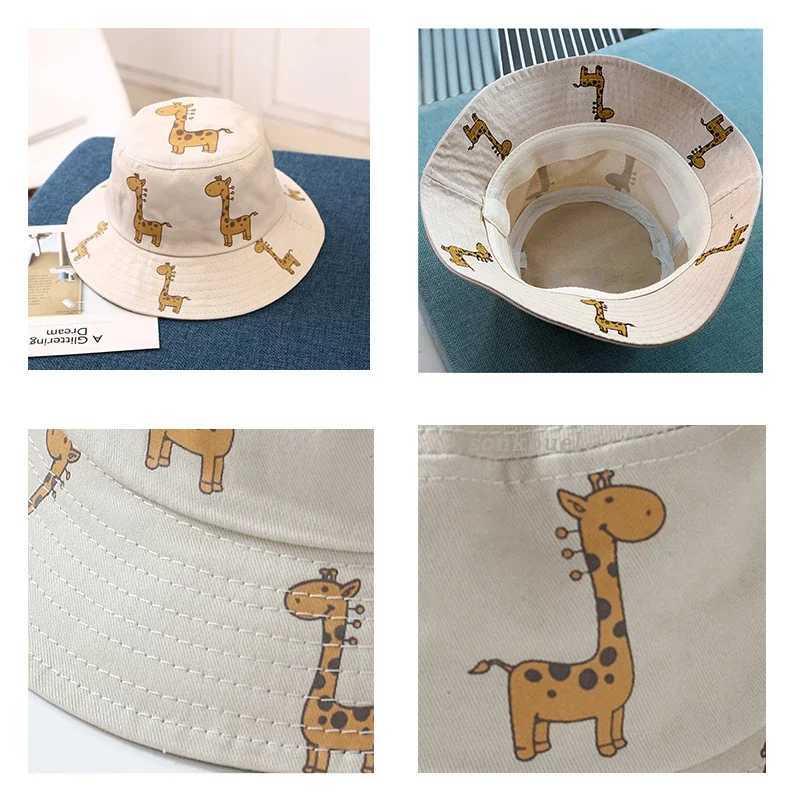 Summer Baby Bucket Hats Boys Girls UV Sunhat Kids Cotton Giraffe Beach Hat Children Outdoor Casual Panama Caps Child Accessories LX241018