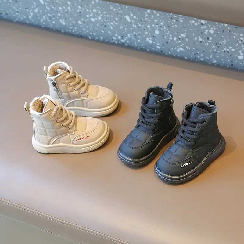 Boots Kids Shoes Boots for Girl 2023 Winter Versatile Childrens Ankle Cotton Boots Fashion Solid Color Causal Boys Warm Plush Boots H241018