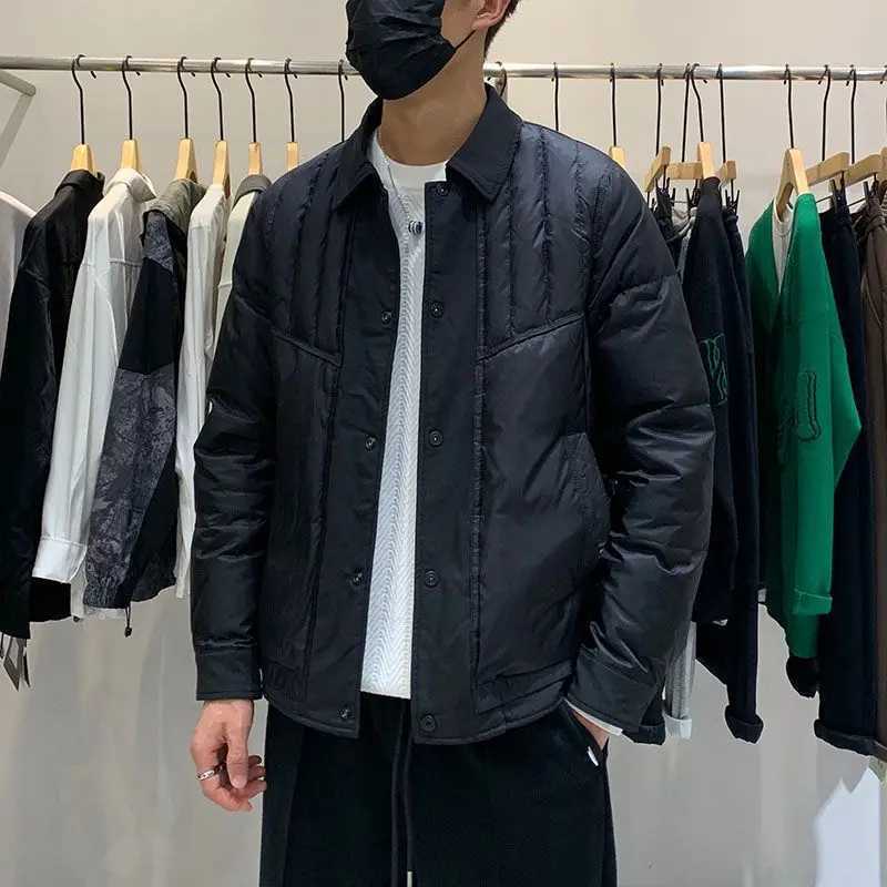 2023 Men Winter Fashion Warm Casual Windproof Parka Coats Male Short Cotton-padded Jackets Men Turn-down Collar Overcoats F507 LX241018