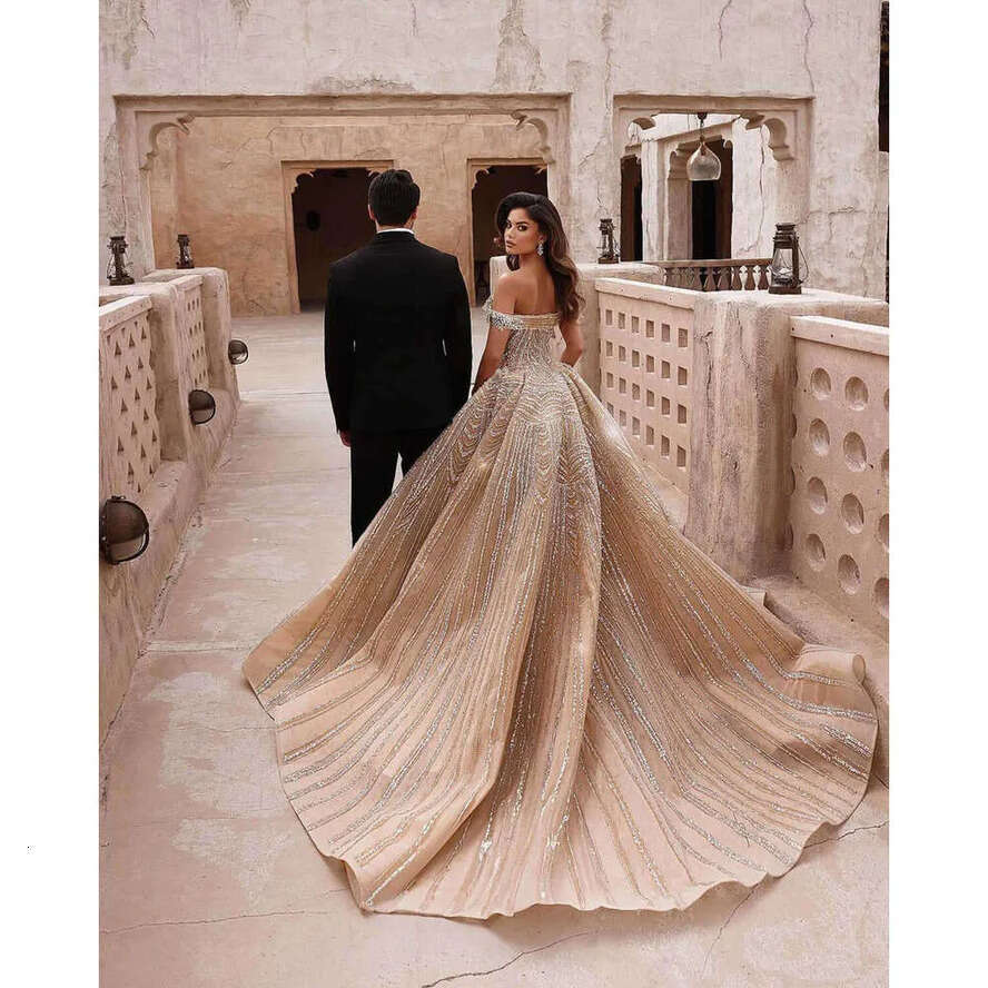 Urious Crystal Wedding Dresses: Off-Shoulder Bridal Gowns With Detachable Train And Sequins Beading - Custom Made For Your Perfect Day 6660311
