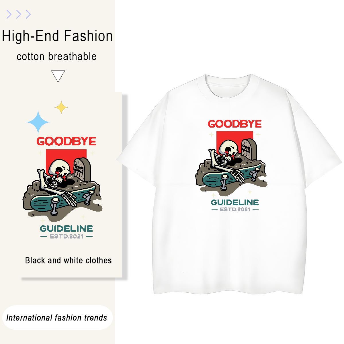 Stylist T Shirt For Woman 100% Cotton 230g Short sleeve Soft Hip Hop skull Women Tees Loose fit Skull Tops Shirt