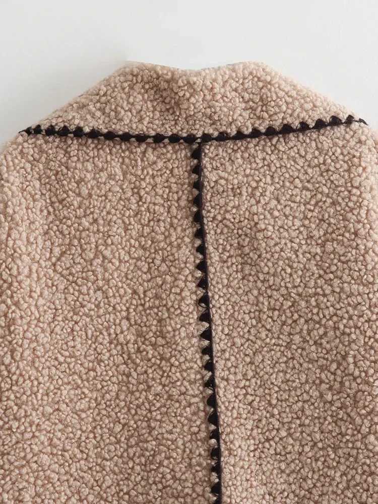 Winter New Faux Fur Jacket Fashion Long Sleeve Fleece Slim Fit Lamb Fur Coat Wool High Neck Woolen Coat Warm Overcoat WomenX241018