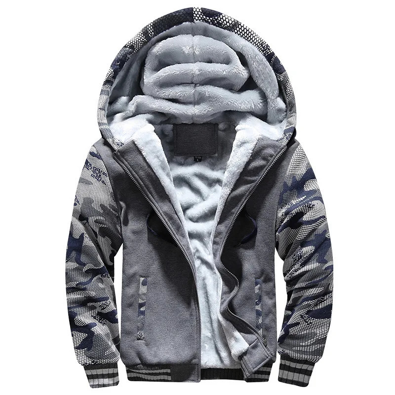Mens Jacket Camouflage Thicken Winter Jackets for Men Fleece Long Sleeve Coat Man Casual Hoodies Streetwear Coats 241018