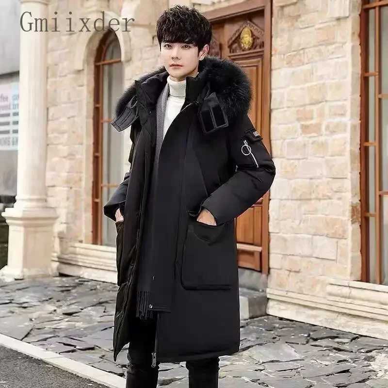 Autumn Winter Thickened Warm Cold-proof Mid-length Over-the-knee Jackets Mens Loose Casual High Street Parkas Male Clothes LX241018