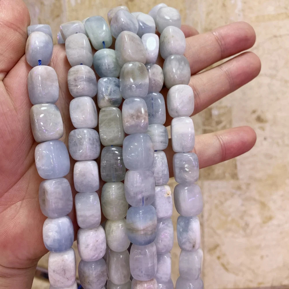 Natural aquamarine 10x15mm ruby pine bead DIY bracelet necklace jewelry making stone bead accessories wholesale 241017
