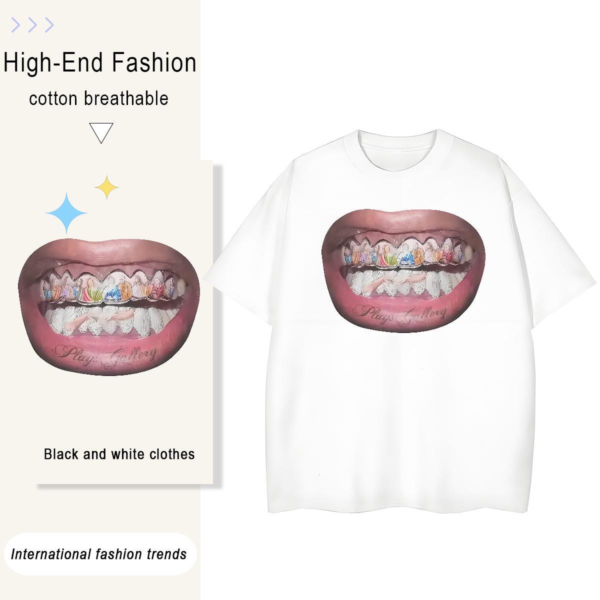 New Arrival T-Shirts for Women 100% Cotton 230g Breathable Crew Neck Street Wear mouth Lady T shirt Designer Nice Custom Printed Top Shirts