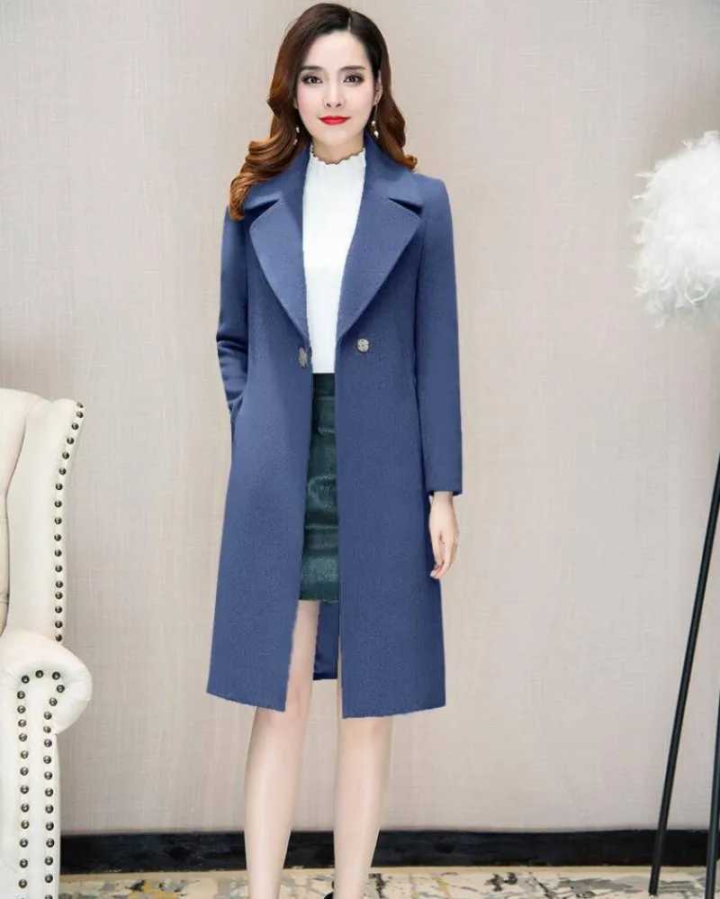 Trendy Women Wool Blends Coat Solid Color Keep Warm Autumn Winter Windproof Slim Fit Woolen CoatX241009