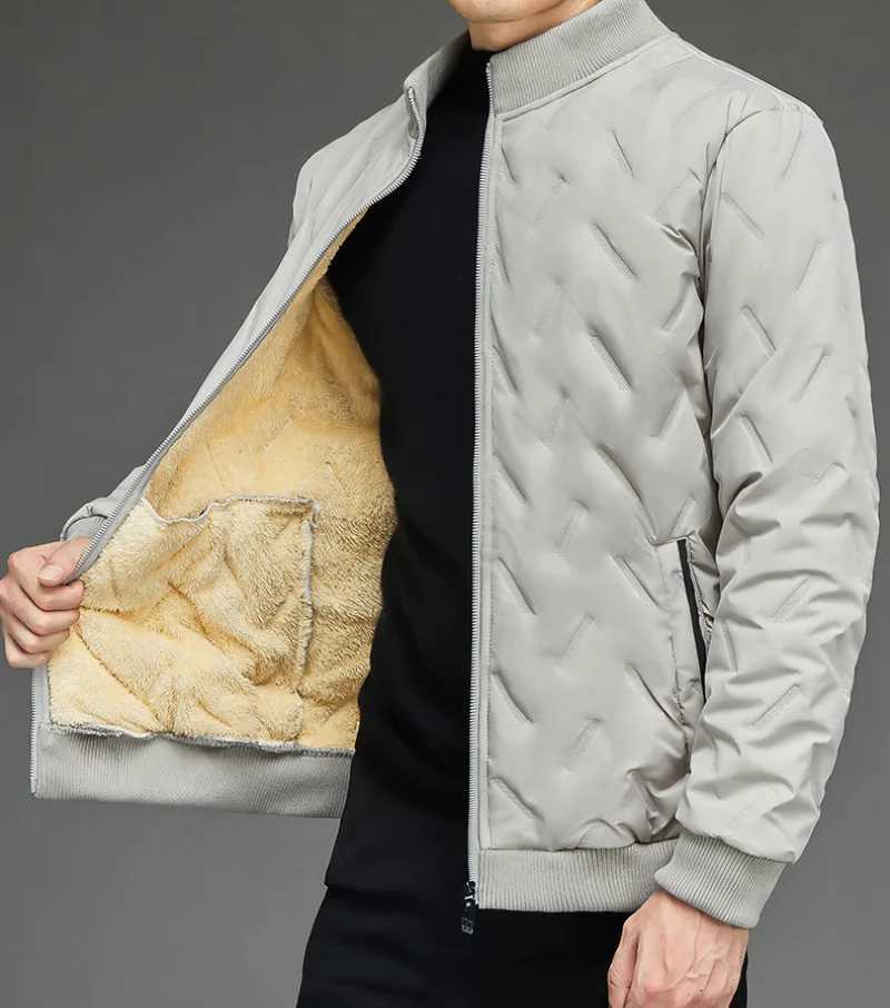 Mens Cotton Jacket 2024 Winter New Solid Color Thickening Short Slim Fit Business Stand Collar Coat Mens Trend Down Jackets LX241018