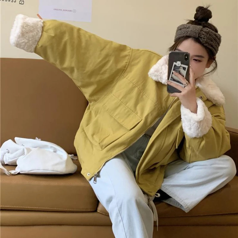 Short Style Parkas Women Warm Thick Sweet Cute Harajuku Coats Korean Fashion Girlish College Stylish Tender Winter 241018