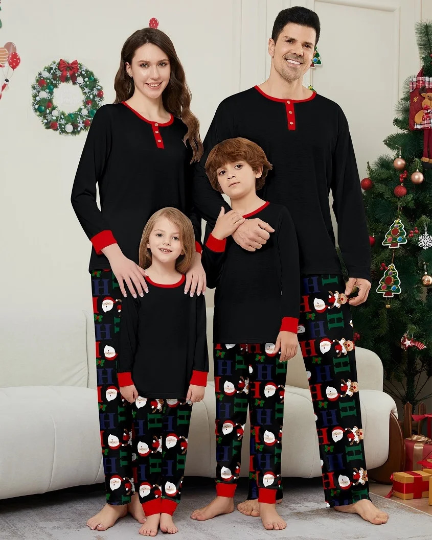 Christmas matching family pajamas Santa Claus cartoon Pjs adult childrens clothing set baby jumpsuitdog suit 241007