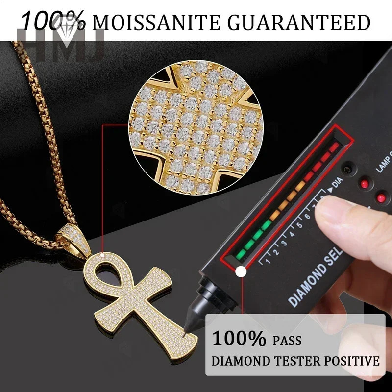 Wholesale Ice Out Cross Pendant S925 Silver Gold Plated VVS Hip Hop Cross Pendant Necklace 241018