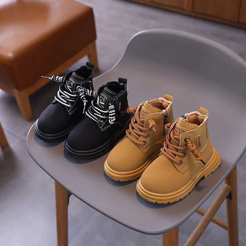 Boots New Kids Shoes Boots for Girl Spring Autumn Solid Color Boys Causal School Boots Fashion Versatile Children Platform Ankle Boots H241018
