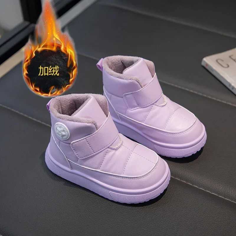 Boots Winter popular childrens high top snow boots waterproof thick velvet girls beautiful casual shoes fashionable childrens warm cotton shoes H24101