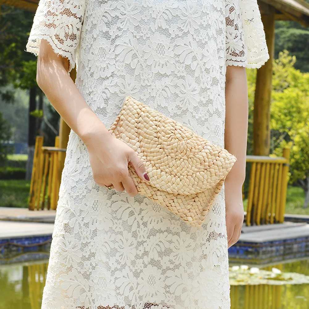 Summer beach vacation bag for women hand woven Rattan Str womens handbag new fashion luxury bag womens wallet Z241018