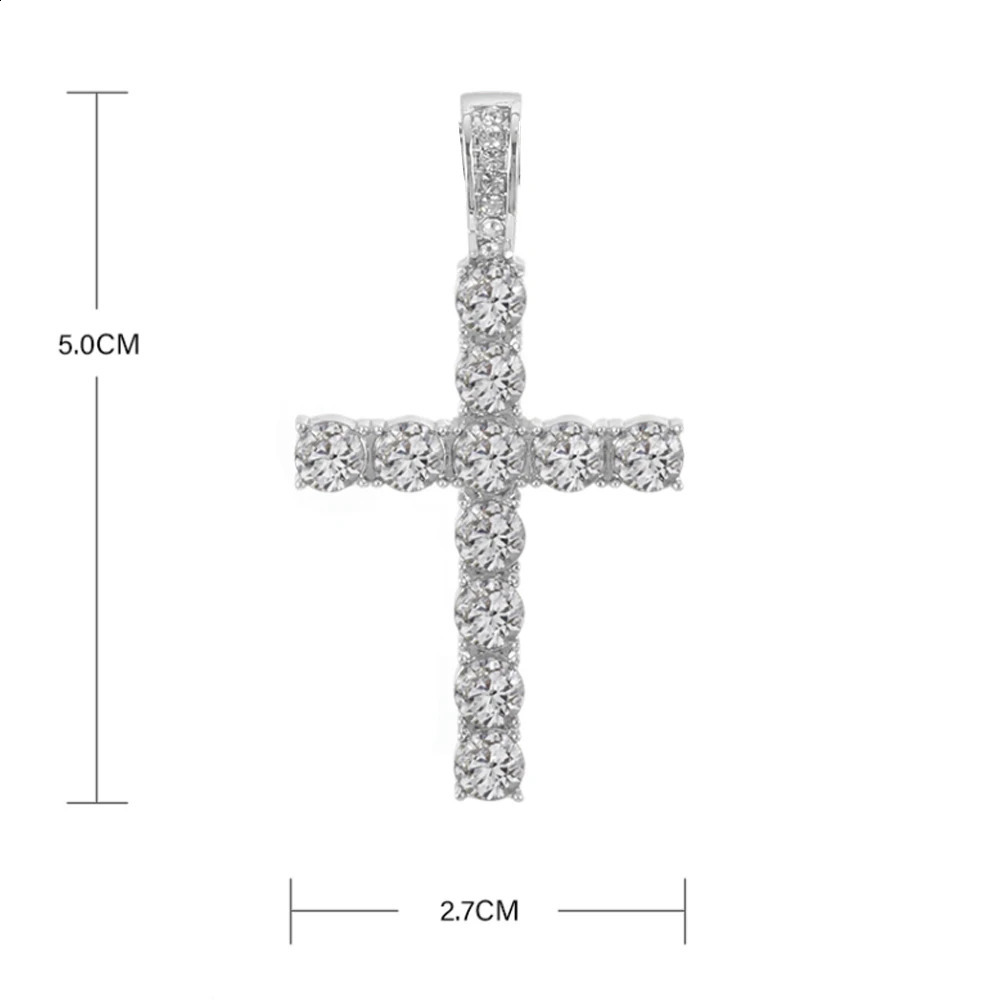 Womens Hip Hop Cross Pendant Necklace with 4mm Zircon Tennis Chain Ice Sparkling Necklace Hip Hop Jewelry Fashion Gift 241018