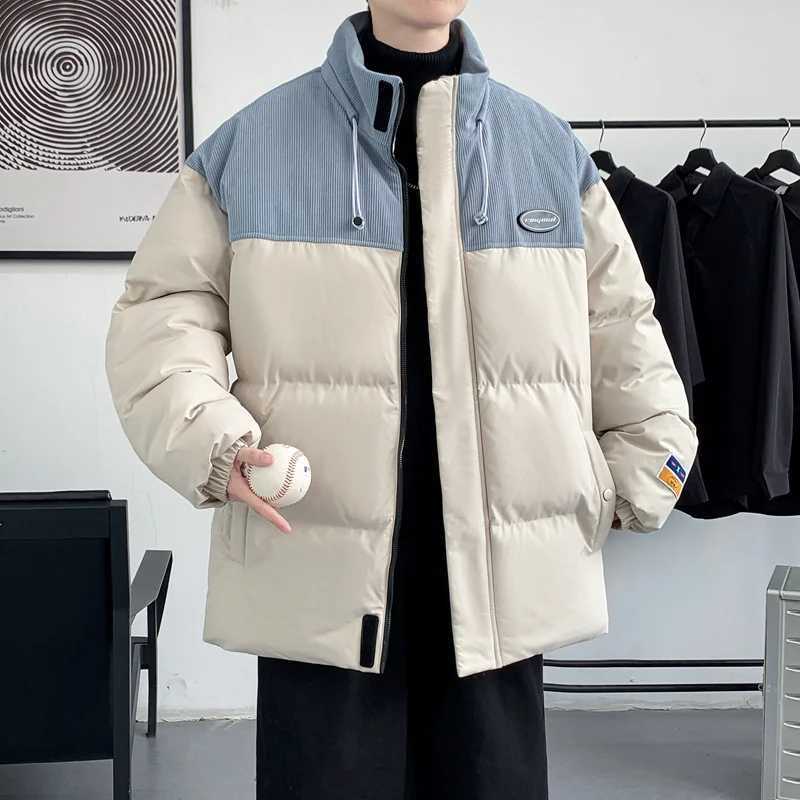 M-8xl Mens Winter Jacket Fashion High Street Splicing Wind Corduroy Thick Warm Parka Men Korean Style Oversized Padded Jacket LX241018