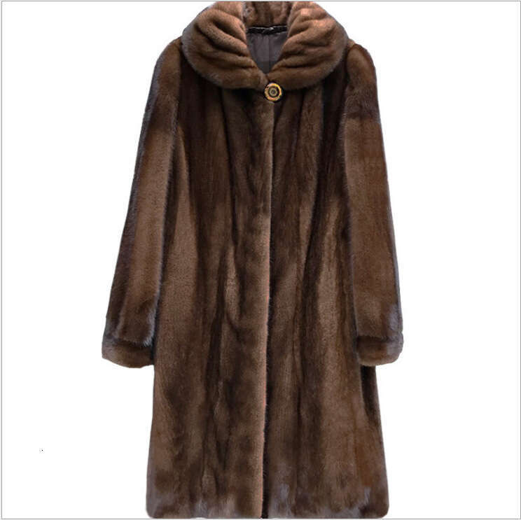 2024 Faux Womens Coat Lapel Full Mink Skin Long Artificial Fur