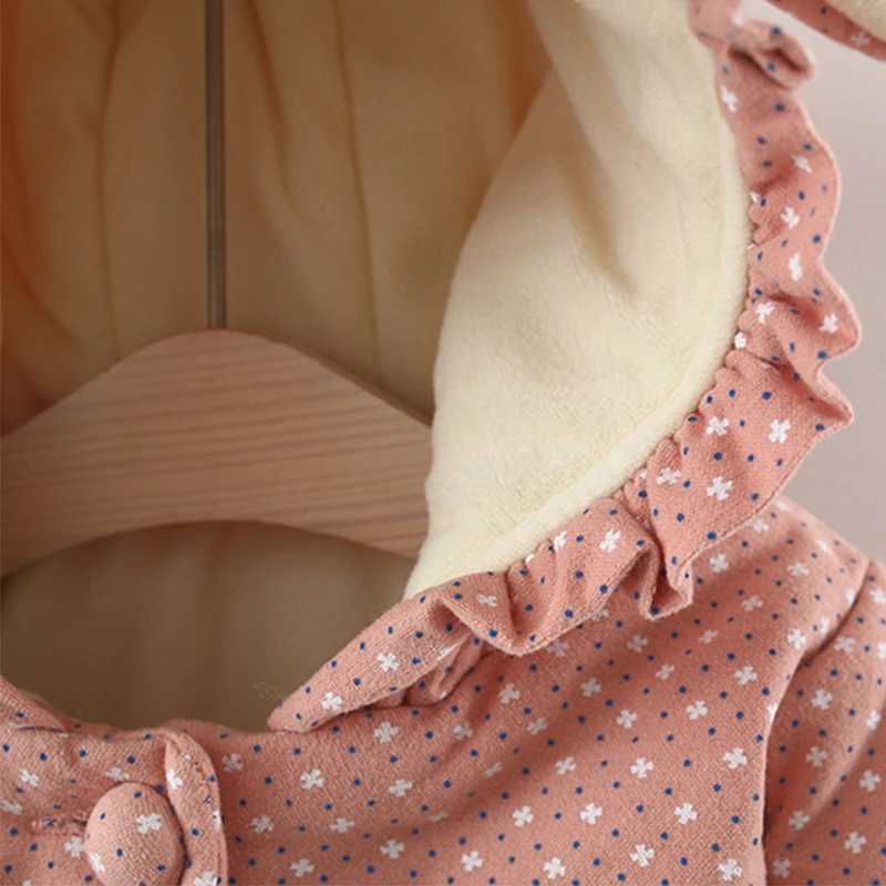 Childrens Jacket Winter Girls Korean Fashion Point Hoodie Thick Pink Cute Preschool Coat Baby Clothing Newborn Clothing BC1642-1 M241018
