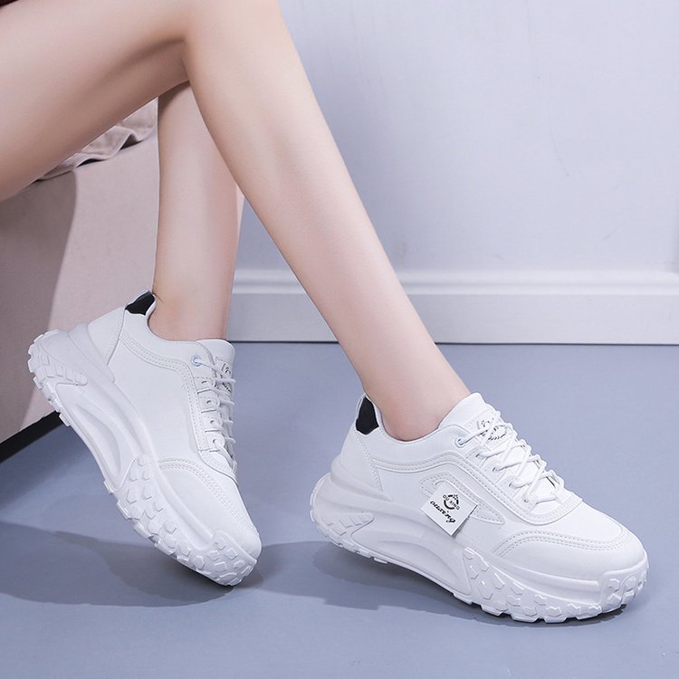 New Thick-Soled Single Shoes Girls Retro Increased Sneaker White Color Fashion Casual Style Running Shoes Sports Daddy Shoes Female
